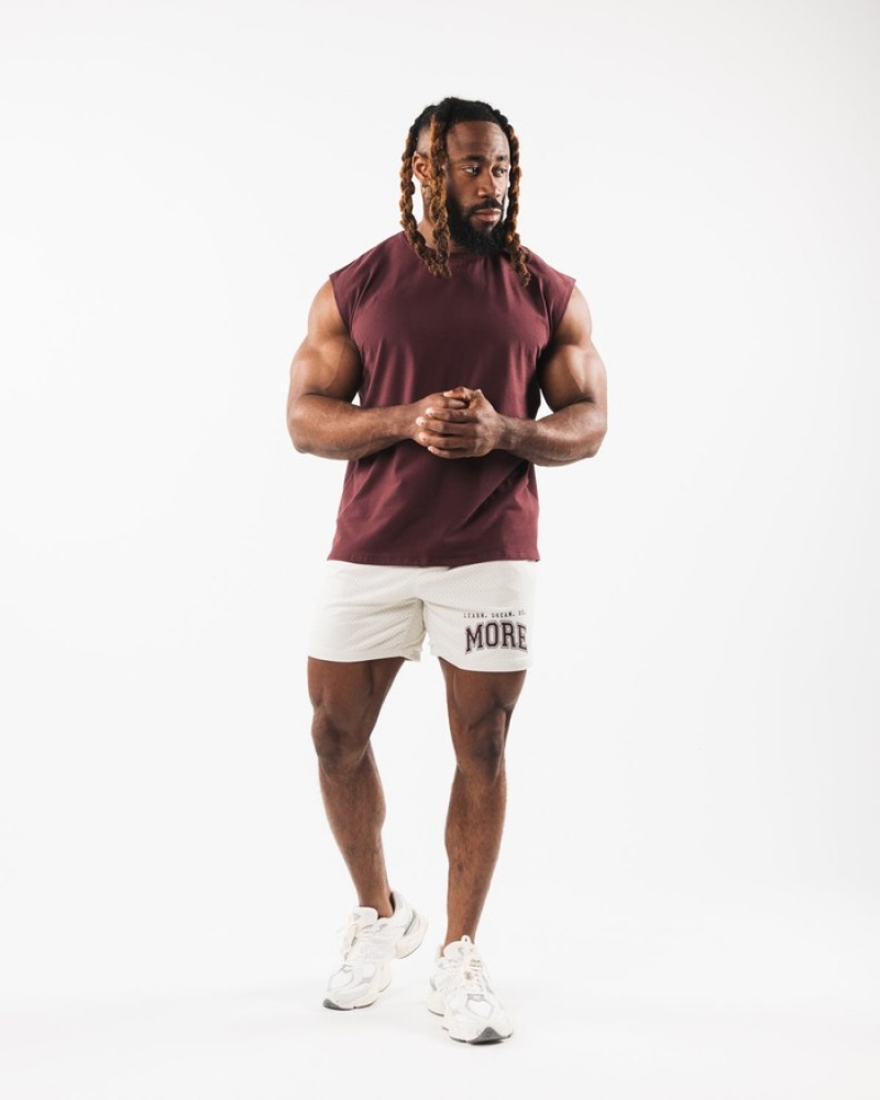 Alphalete Brushed Wolf Head Muscle Uomo Canotta Bordeaux | 62LUYTWGM