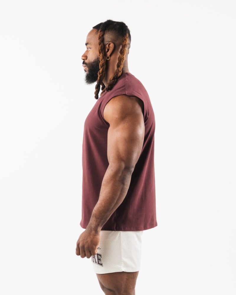 Alphalete Brushed Wolf Head Muscle Uomo Canotta Bordeaux | 62LUYTWGM