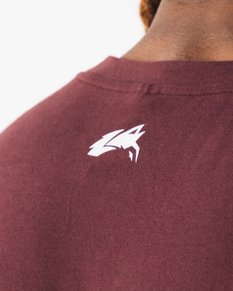 Alphalete Brushed Wolf Head Muscle Uomo Canotta Bordeaux | 62LUYTWGM