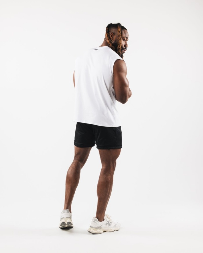 Alphalete Brushed Wolf Head Muscle Uomo Canotta Bianche | 98WAJHSGB