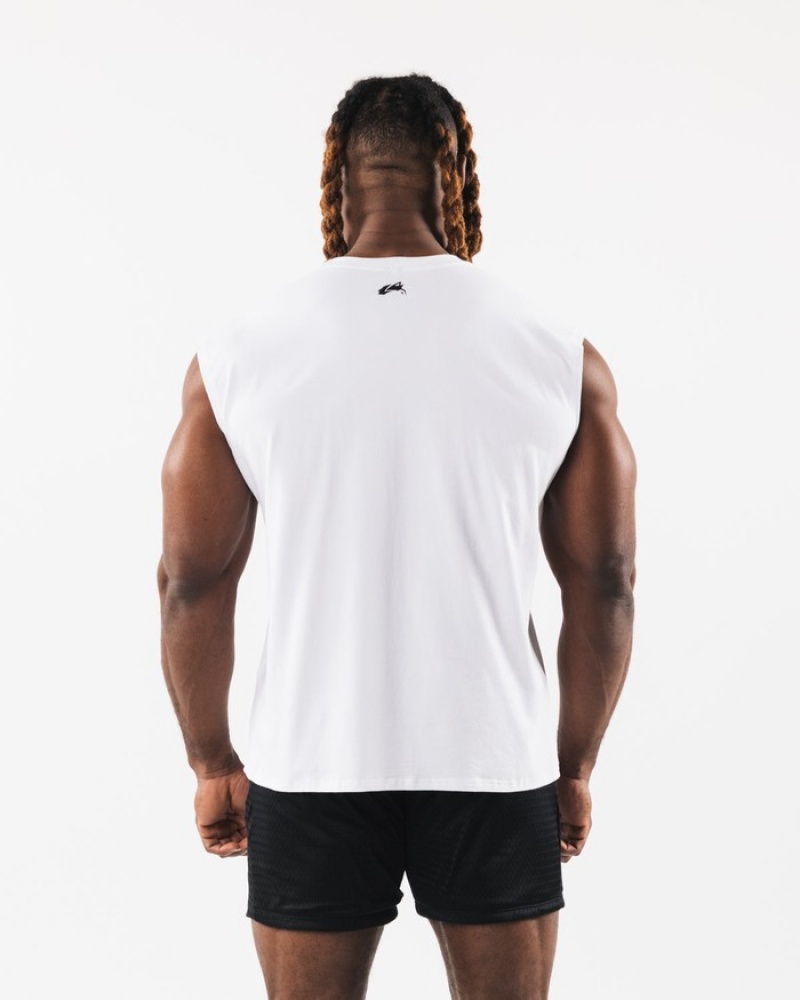 Alphalete Brushed Wolf Head Muscle Uomo Canotta Bianche | 98WAJHSGB