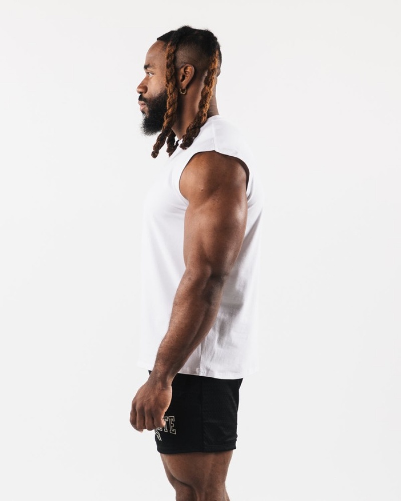 Alphalete Brushed Wolf Head Muscle Uomo Canotta Bianche | 98WAJHSGB