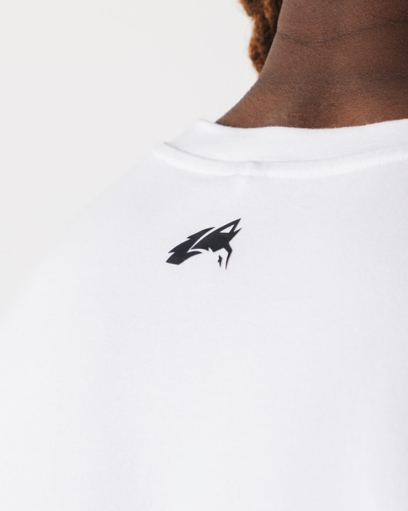 Alphalete Brushed Wolf Head Muscle Uomo Canotta Bianche | 98WAJHSGB