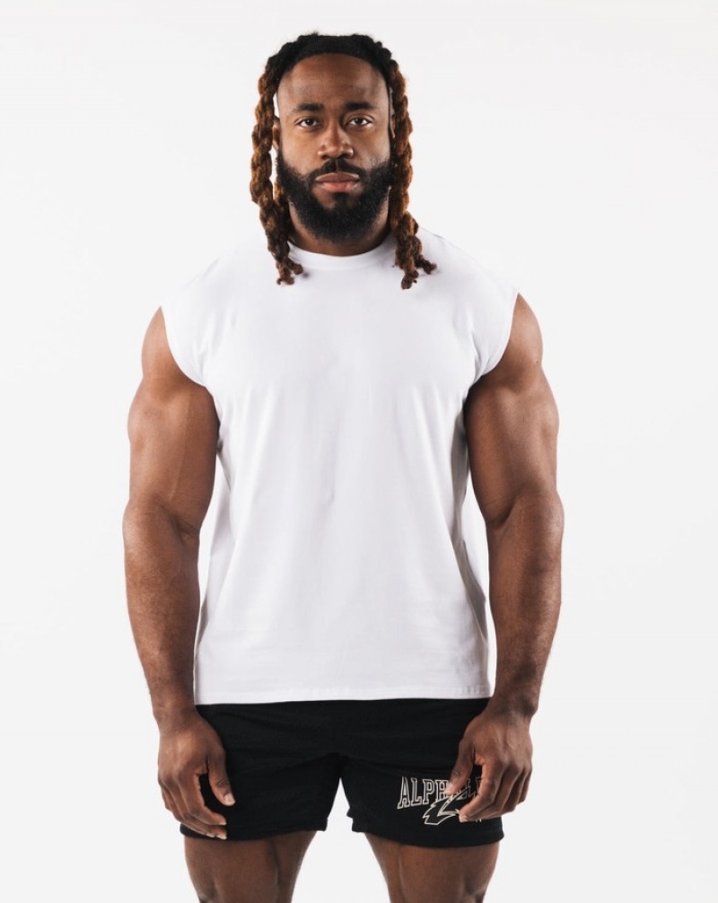 Alphalete Brushed Wolf Head Muscle Uomo Canotta Bianche | 98WAJHSGB