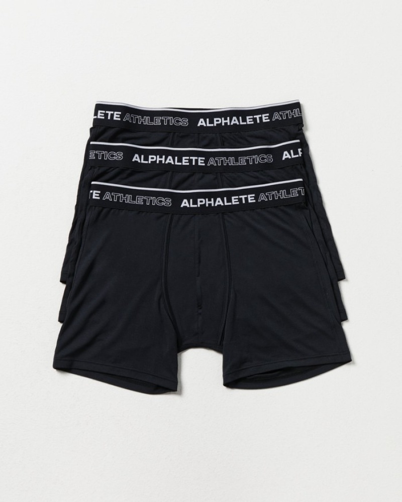 Alphalete Classiche Boxer 3pk Uomo Biancheria Intima Nere | 91XEQBNMU