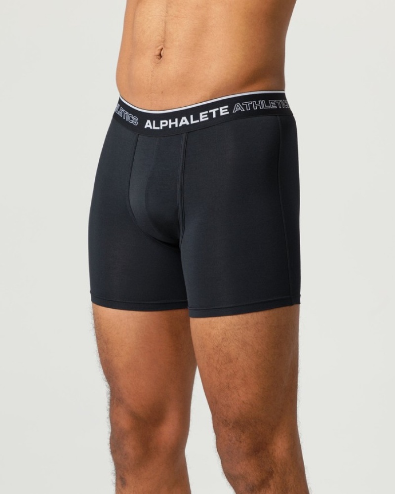 Alphalete Classiche Boxer 3pk Uomo Biancheria Intima Nere | 92HSFTBCM