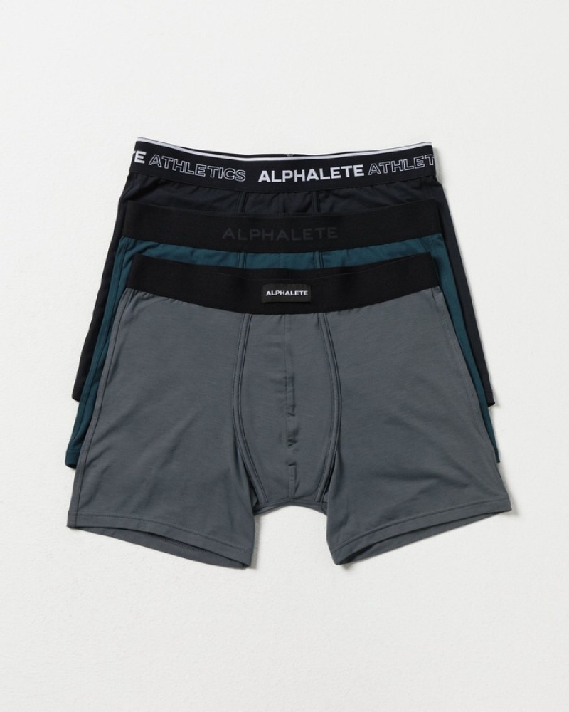 Alphalete Classiche Boxer 3pk Uomo Biancheria Intima Nere | 92HSFTBCM