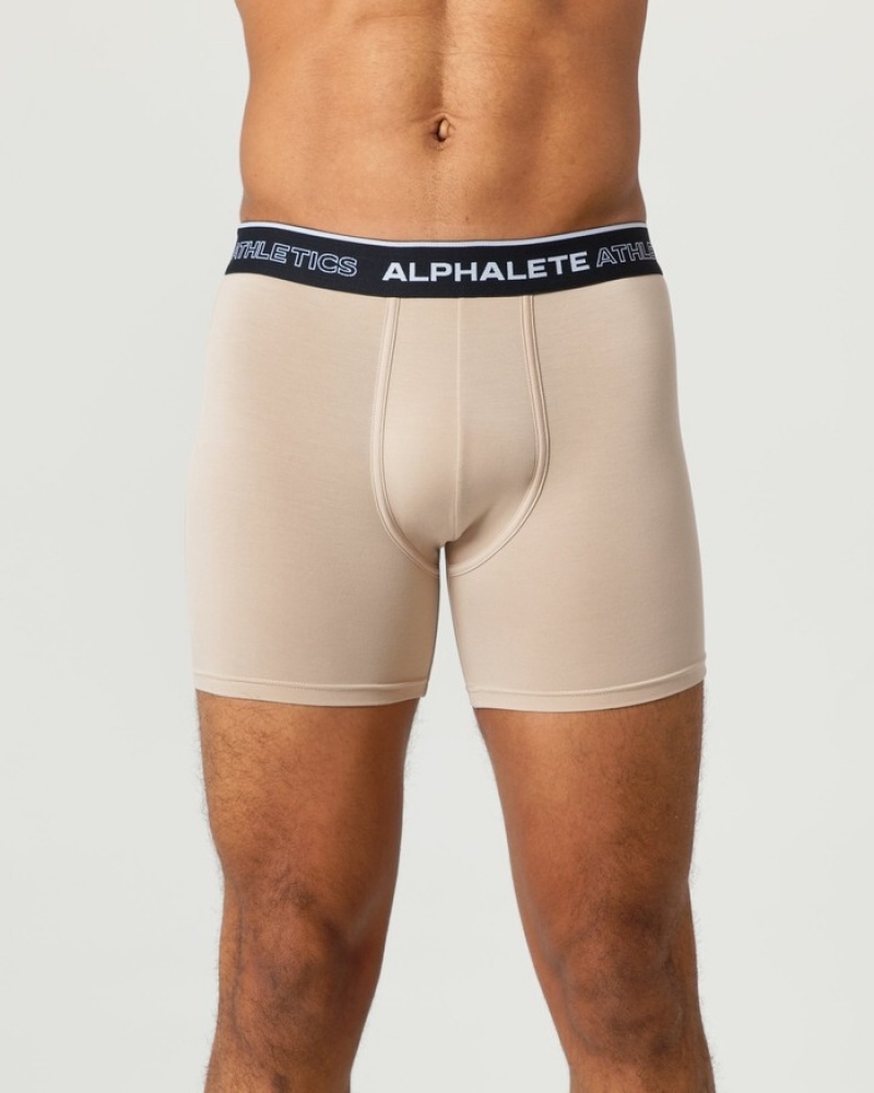 Alphalete Classiche Boxer 3pk Uomo Biancheria Intima Beige | 70LRCAQME