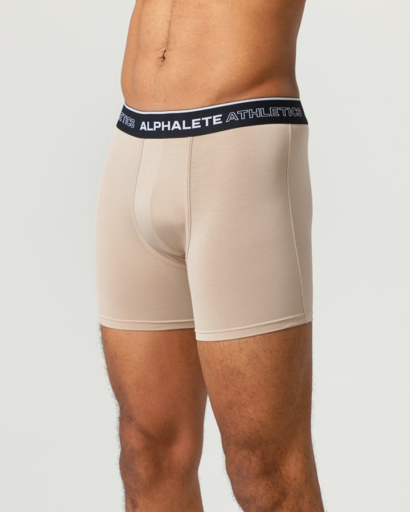 Alphalete Classiche Boxer 3pk Uomo Biancheria Intima Beige | 70LRCAQME