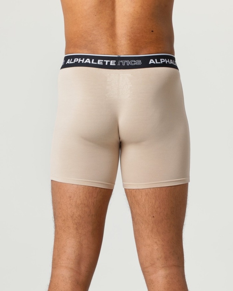 Alphalete Classiche Boxer 3pk Uomo Biancheria Intima Beige | 70LRCAQME
