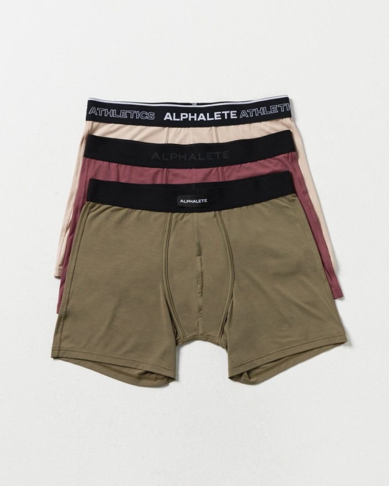 Alphalete Classiche Boxer 3pk Uomo Biancheria Intima Beige | 70LRCAQME