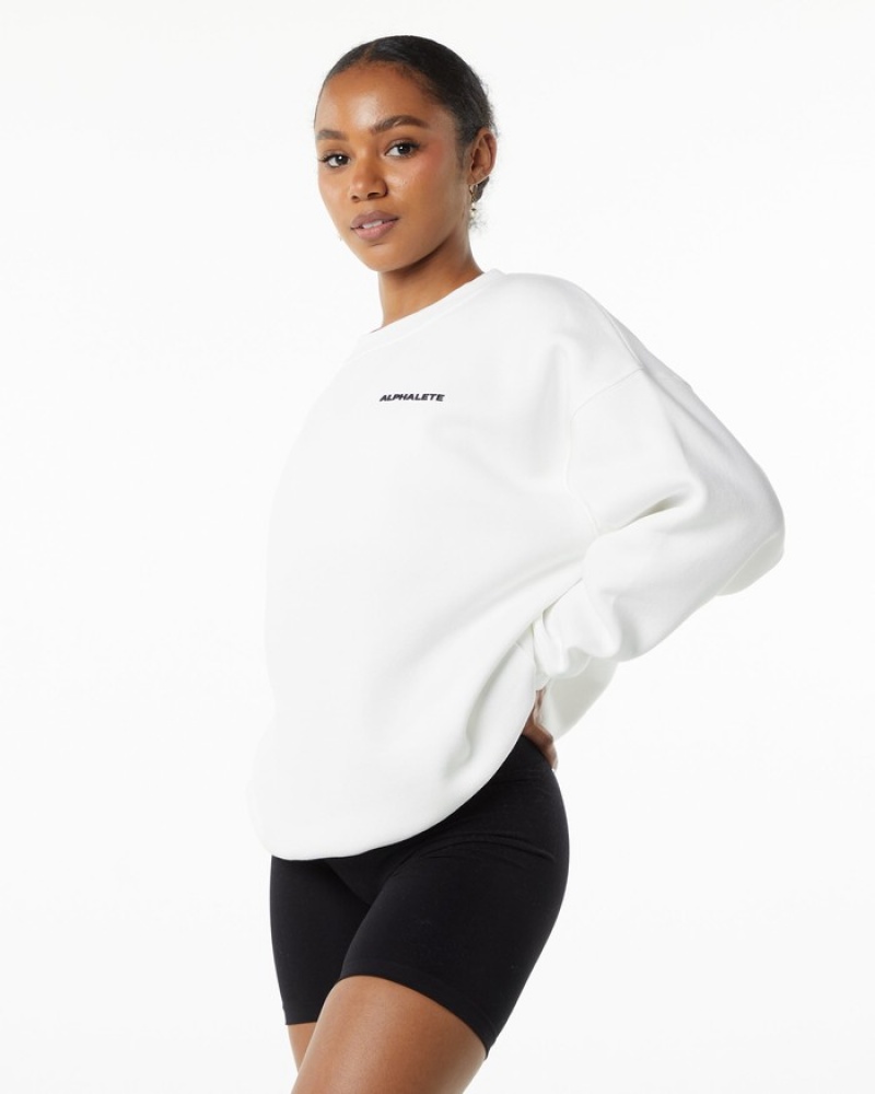 Alphalete Classiche Crew Donna Felpa Bianche | 72CQXGYVH