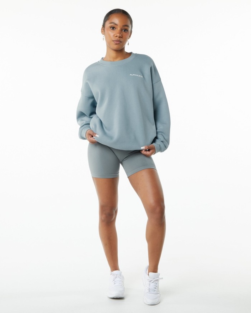 Alphalete Classiche Crew Donna Felpa Blu | 96JGOXCLM