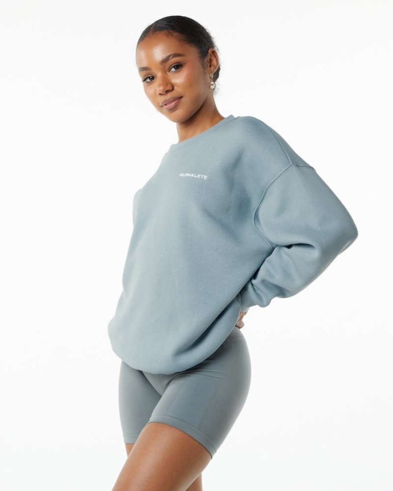 Alphalete Classiche Crew Donna Felpa Blu | 96JGOXCLM
