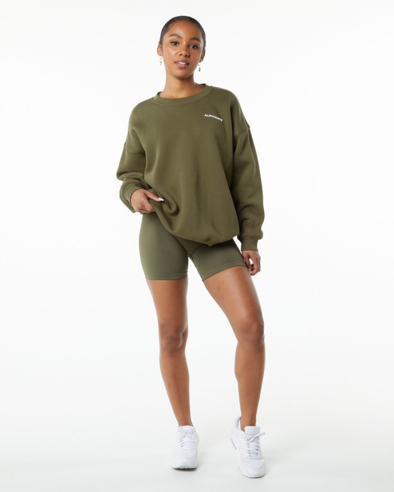 Alphalete Classiche Crew Donna Magliette Verde Oliva | 26DFBJQRI