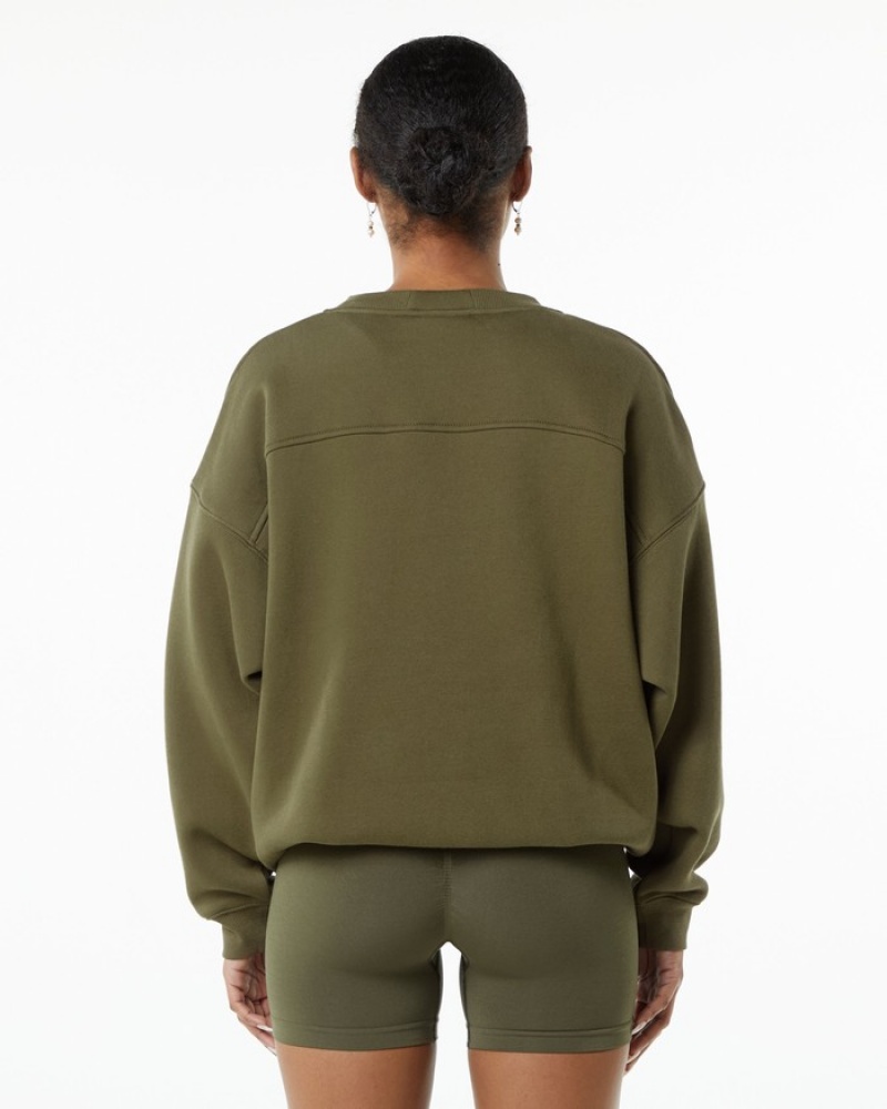 Alphalete Classiche Crew Donna Magliette Verde Oliva | 26DFBJQRI