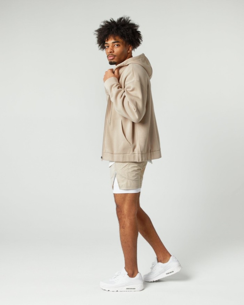 Alphalete Classiche Full-Zip Uomo Giacche Beige | 49CGEHNAI