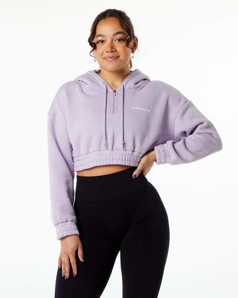 Alphalete Classicital Crop Donna Felpa Con Cappuccio Viola | 24THYORPS