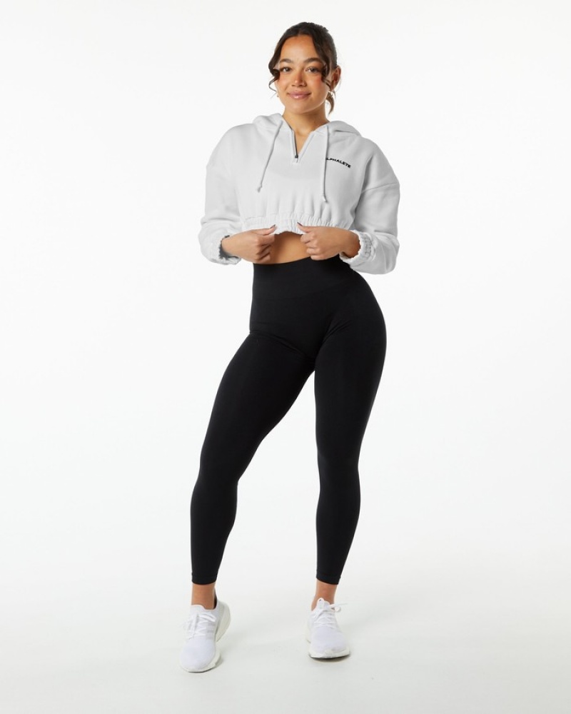 Alphalete Classicital Crop Donna Felpa Con Cappuccio Bianche | 64KEYSNHF