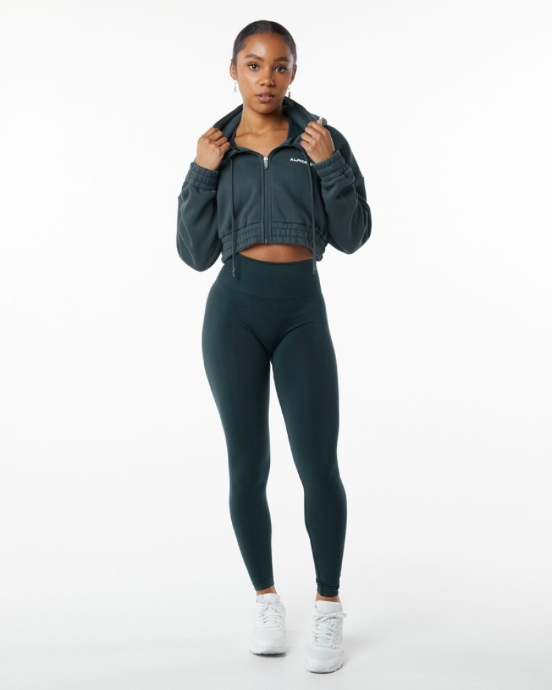 Alphalete Classicital Full-Zip Crop Donna Giacche Blu Marino | 06HCVNSEP