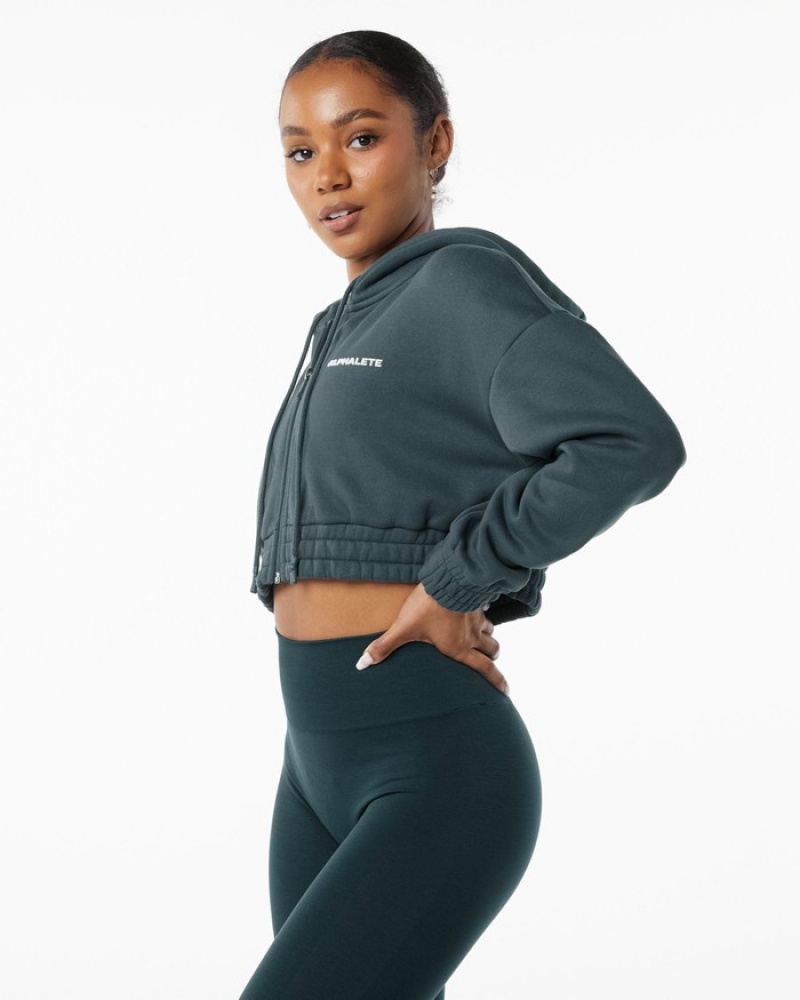 Alphalete Classicital Full-Zip Crop Donna Giacche Blu Marino | 06HCVNSEP