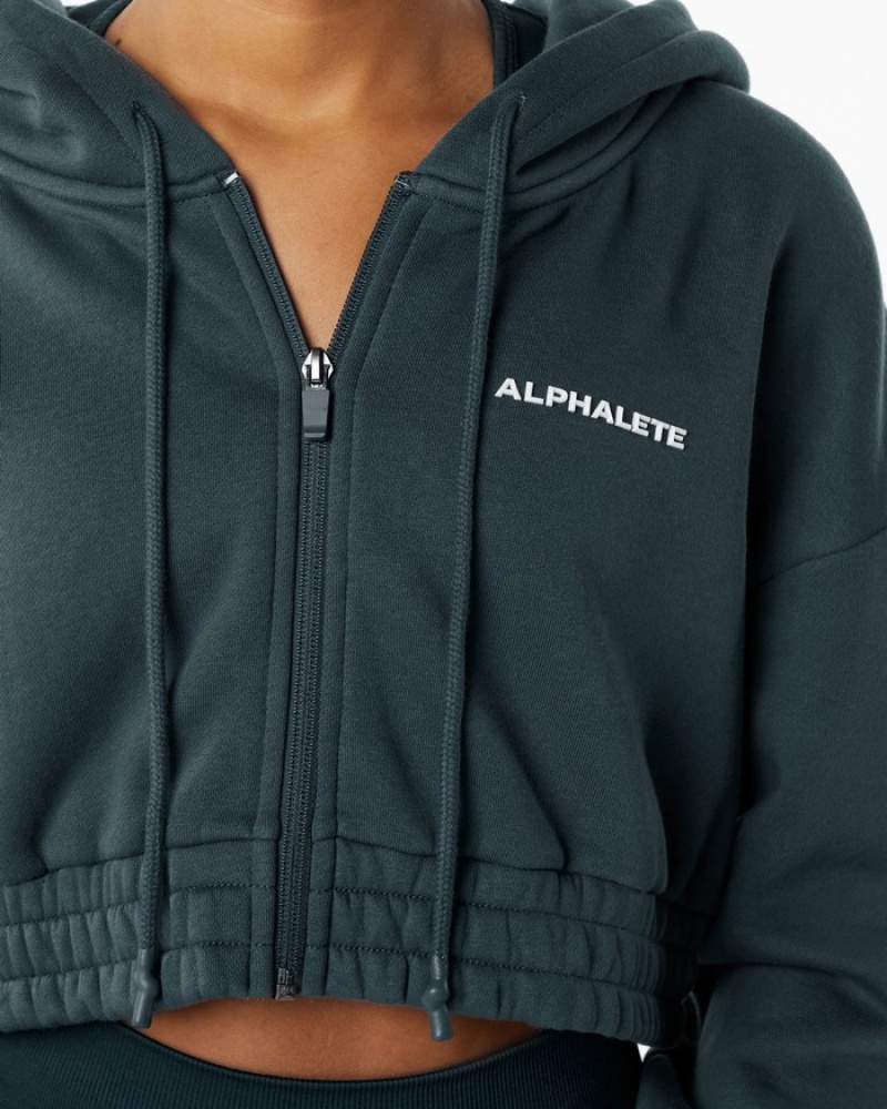 Alphalete Classicital Full-Zip Crop Donna Giacche Blu Marino | 06HCVNSEP