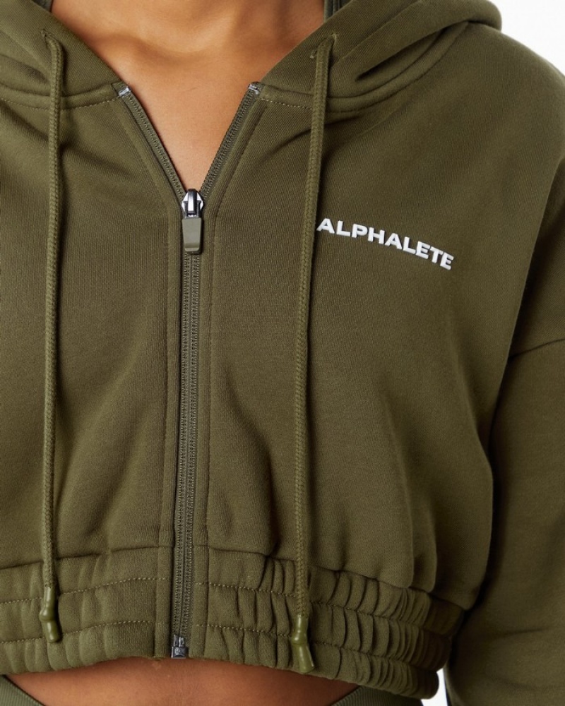 Alphalete Classicital Full-Zip Crop Donna Giacche Verde Oliva | 24RAJCQNO