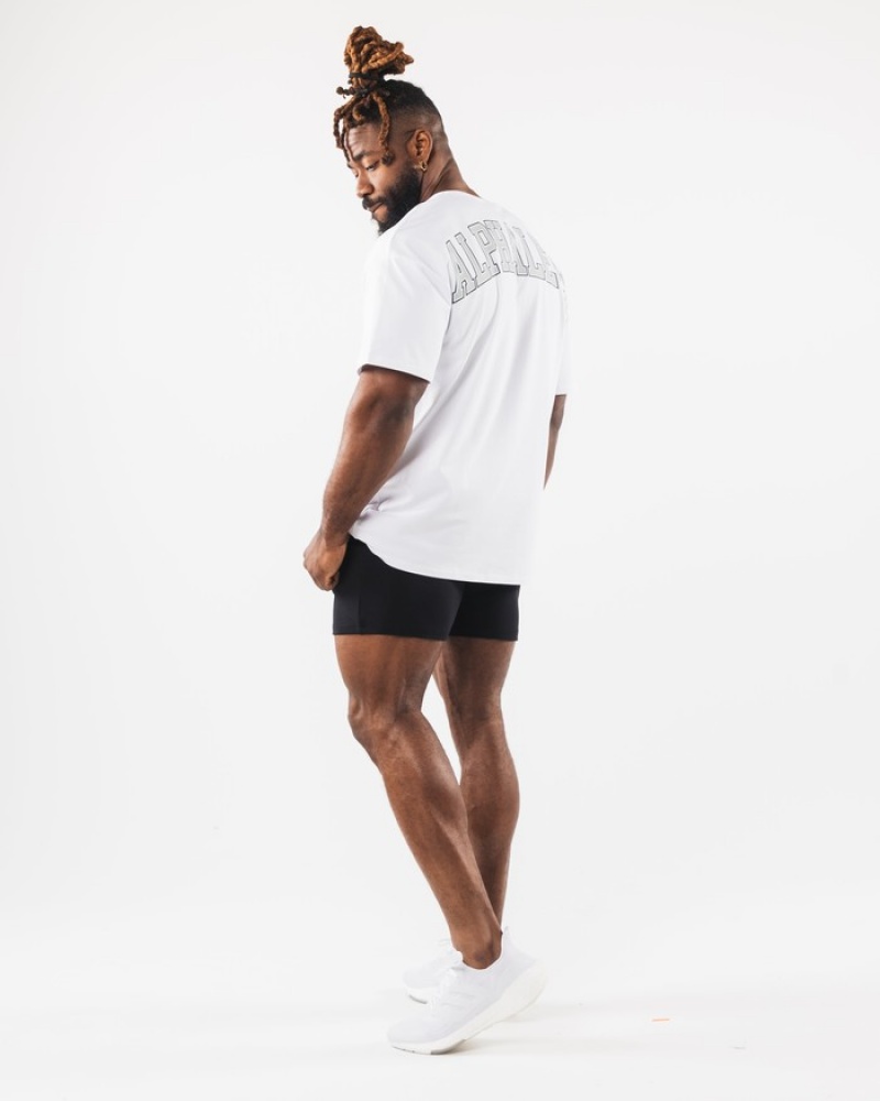 Alphalete Collegiate Uomo Camicie Bianche | 43MIRSEDY