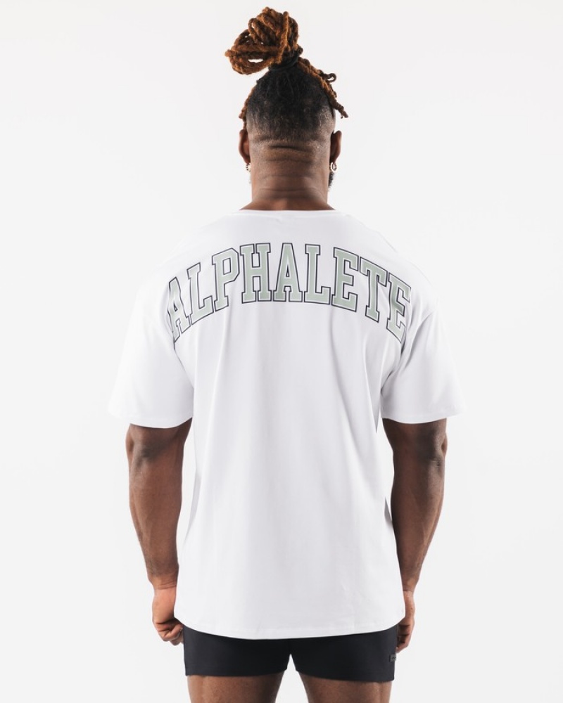 Alphalete Collegiate Uomo Camicie Bianche | 43MIRSEDY