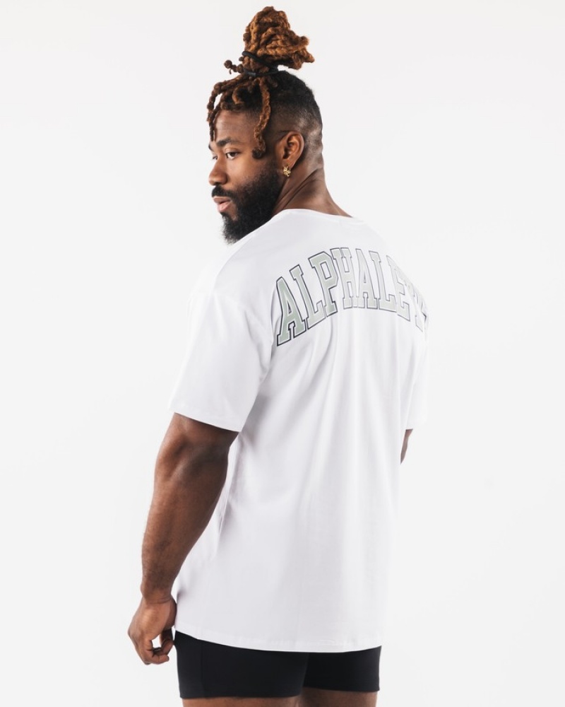 Alphalete Collegiate Uomo Camicie Bianche | 43MIRSEDY