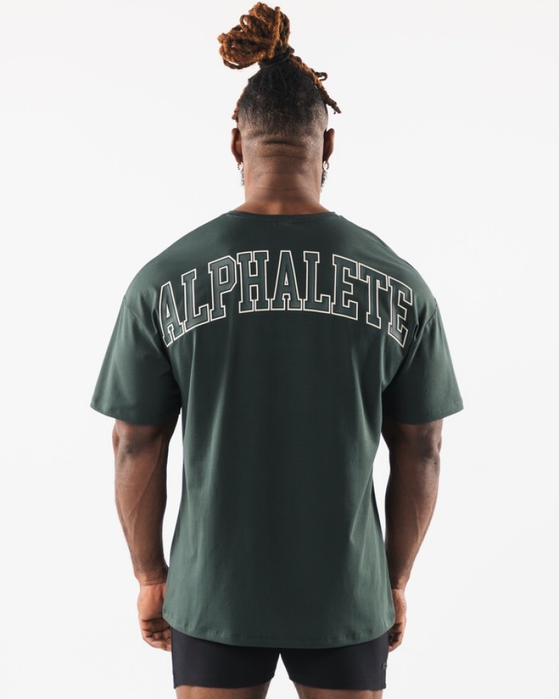Alphalete Collegiate Uomo Camicie Verdi | 86IPLFEDC
