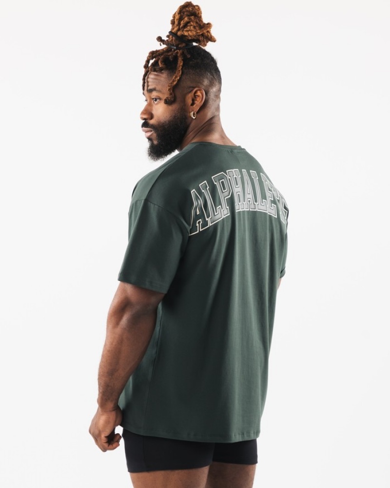 Alphalete Collegiate Uomo Camicie Verdi | 86IPLFEDC
