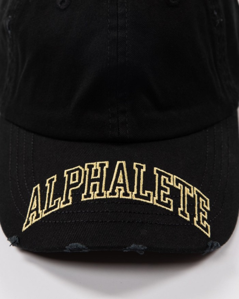 Alphalete Collegiate Vintage Uomo Cappellini Nere Gialle | 46MHSYJKR