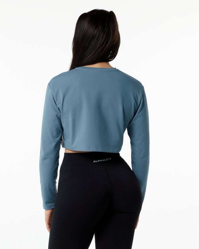 Alphalete Core LS Crop Donna Magliette Blu | 52BJPGSWY