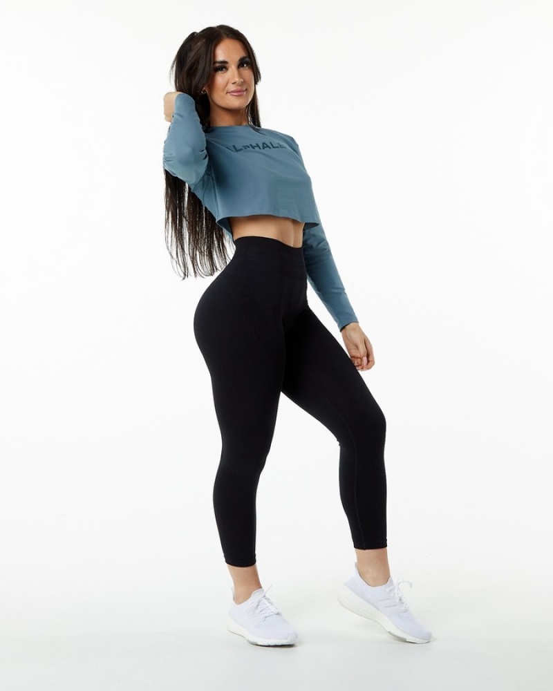 Alphalete Core LS Crop Donna Magliette Blu | 52BJPGSWY