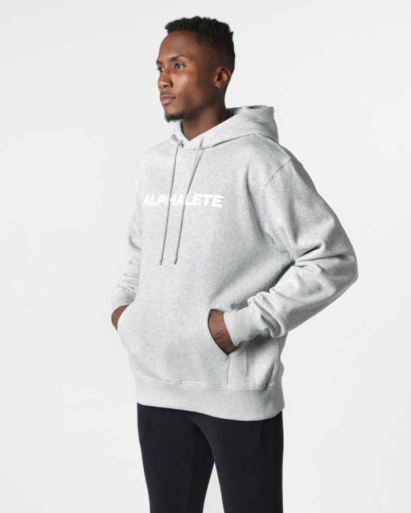Alphalete Core Uomo Felpa Con Cappuccio Grigie | 53ALJWXGZ