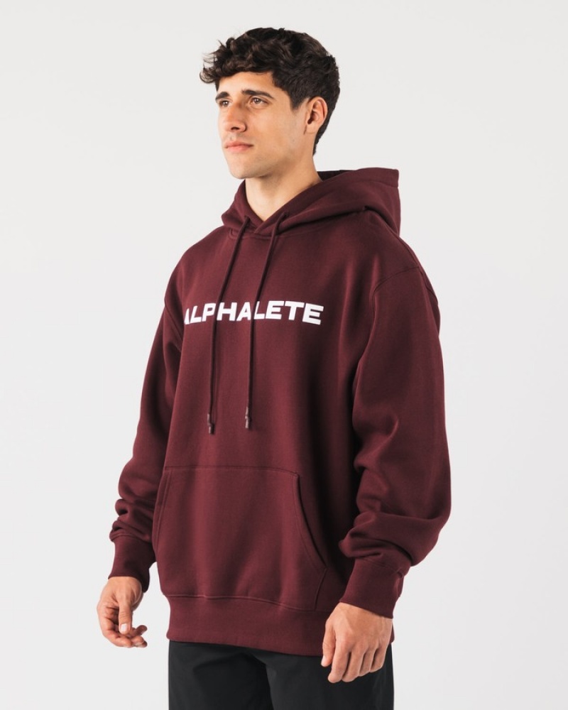 Alphalete Core Uomo Felpa Con Cappuccio Bordeaux | 10DMELXNC