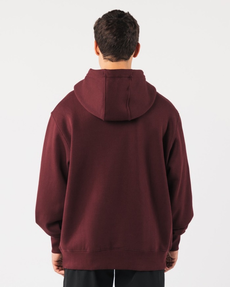 Alphalete Core Uomo Felpa Con Cappuccio Bordeaux | 10DMELXNC
