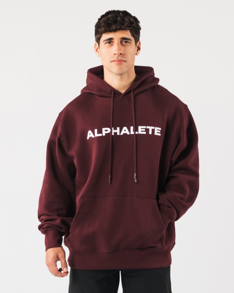 Alphalete Core Uomo Felpa Con Cappuccio Bordeaux | 10DMELXNC