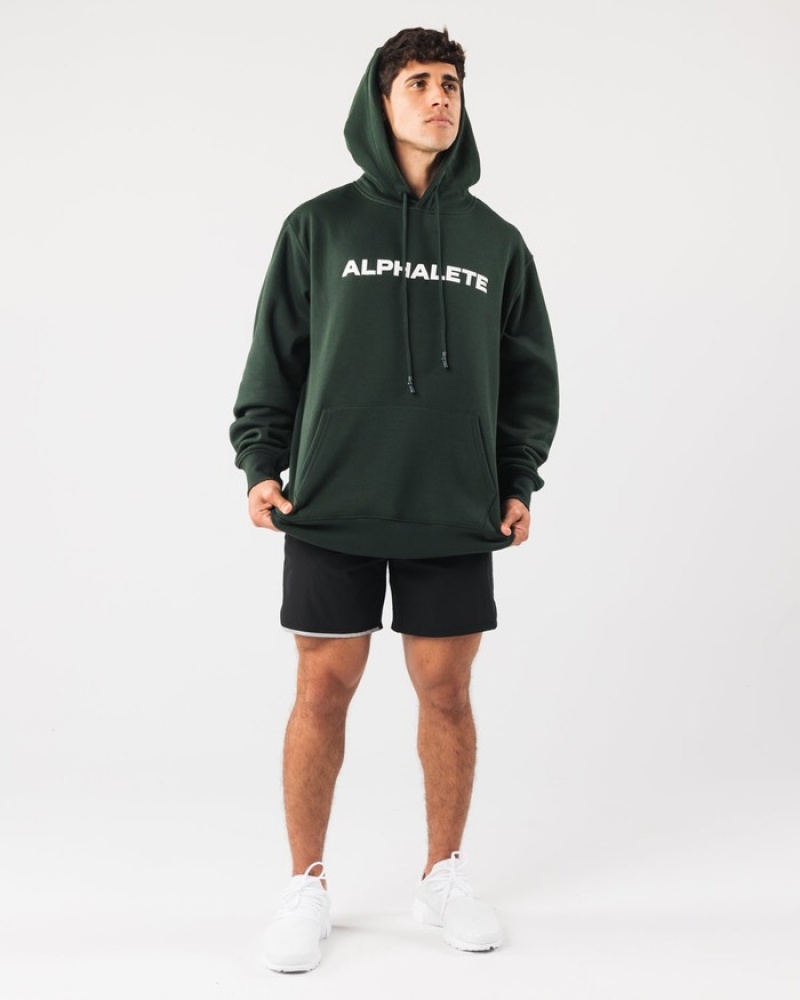 Alphalete Core Uomo Felpa Con Cappuccio Verdi | 75HPSDXMI