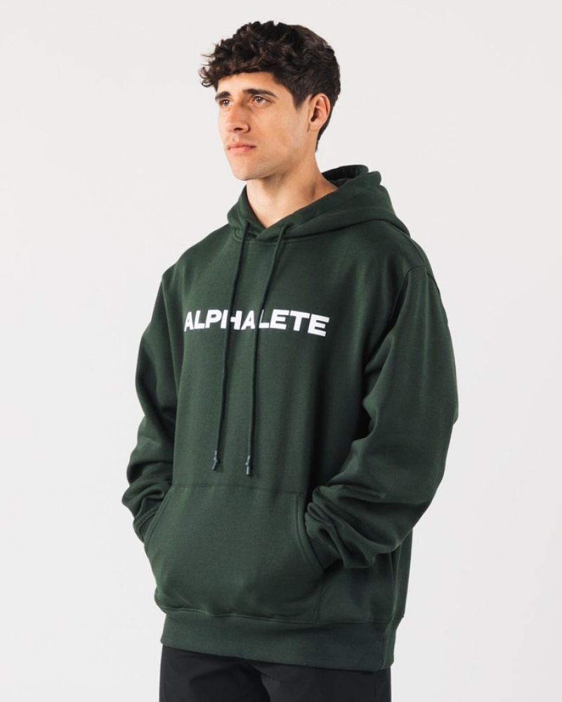 Alphalete Core Uomo Felpa Con Cappuccio Verdi | 75HPSDXMI