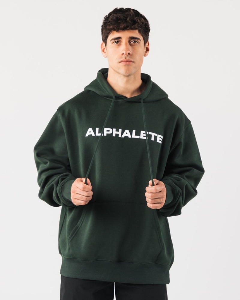 Alphalete Core Uomo Felpa Con Cappuccio Verdi | 75HPSDXMI