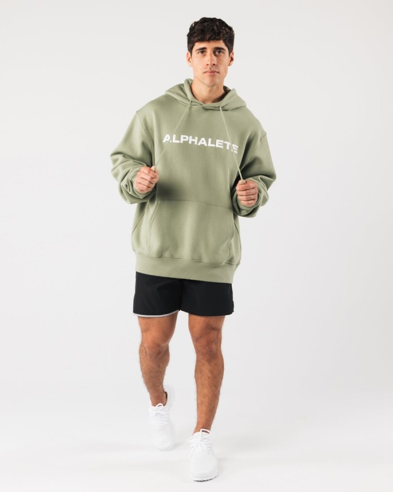 Alphalete Core Uomo Felpa Con Cappuccio Verde Oliva | 37FQARGDI