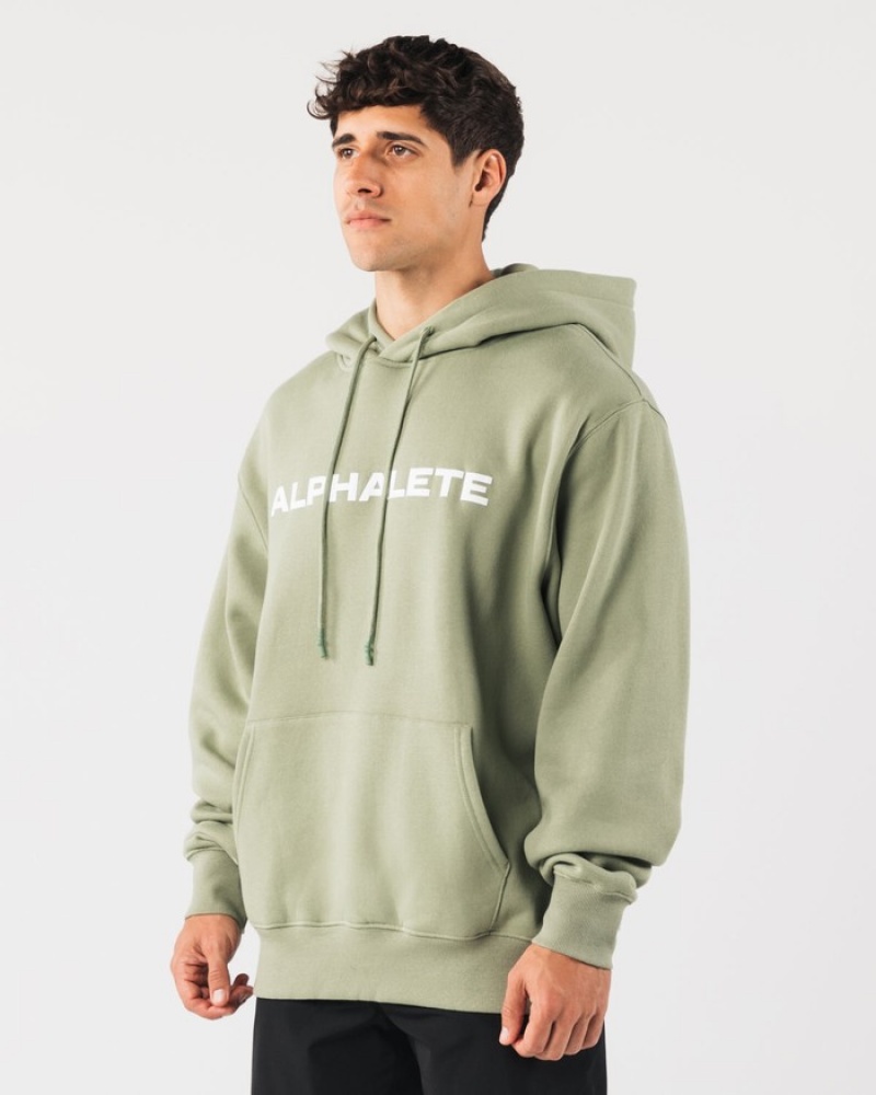 Alphalete Core Uomo Felpa Con Cappuccio Verde Oliva | 37FQARGDI
