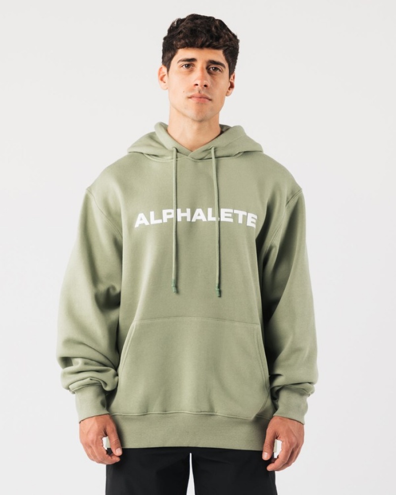 Alphalete Core Uomo Felpa Con Cappuccio Verde Oliva | 37FQARGDI