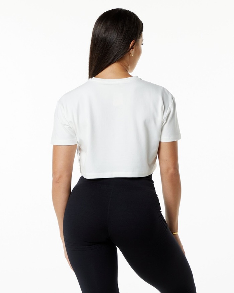 Alphalete Dynasty Crop Donna Camicie Bianche | 12NXUDIJL