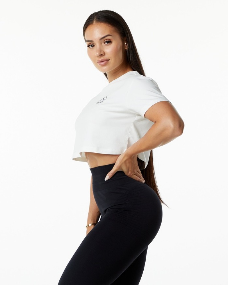 Alphalete Dynasty Crop Donna Camicie Bianche | 12NXUDIJL