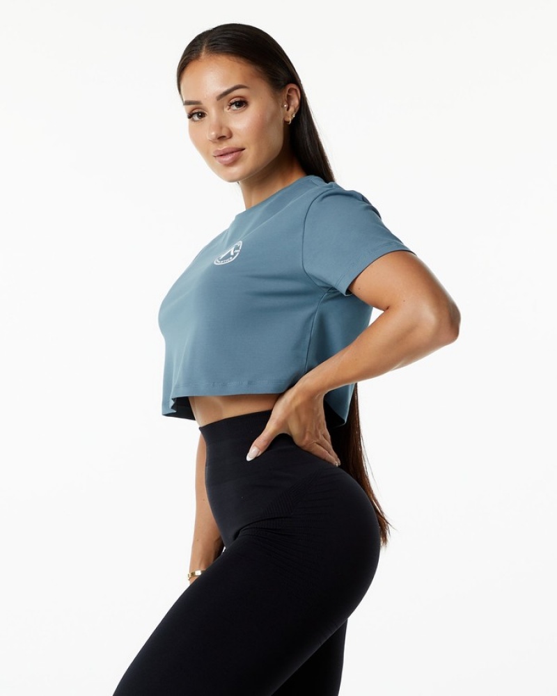 Alphalete Dynasty Crop Donna Camicie Blu | 04GPARUZT