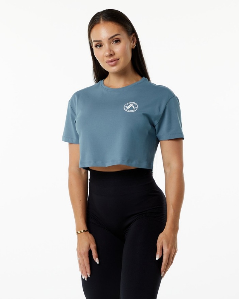 Alphalete Dynasty Crop Donna Camicie Blu | 04GPARUZT