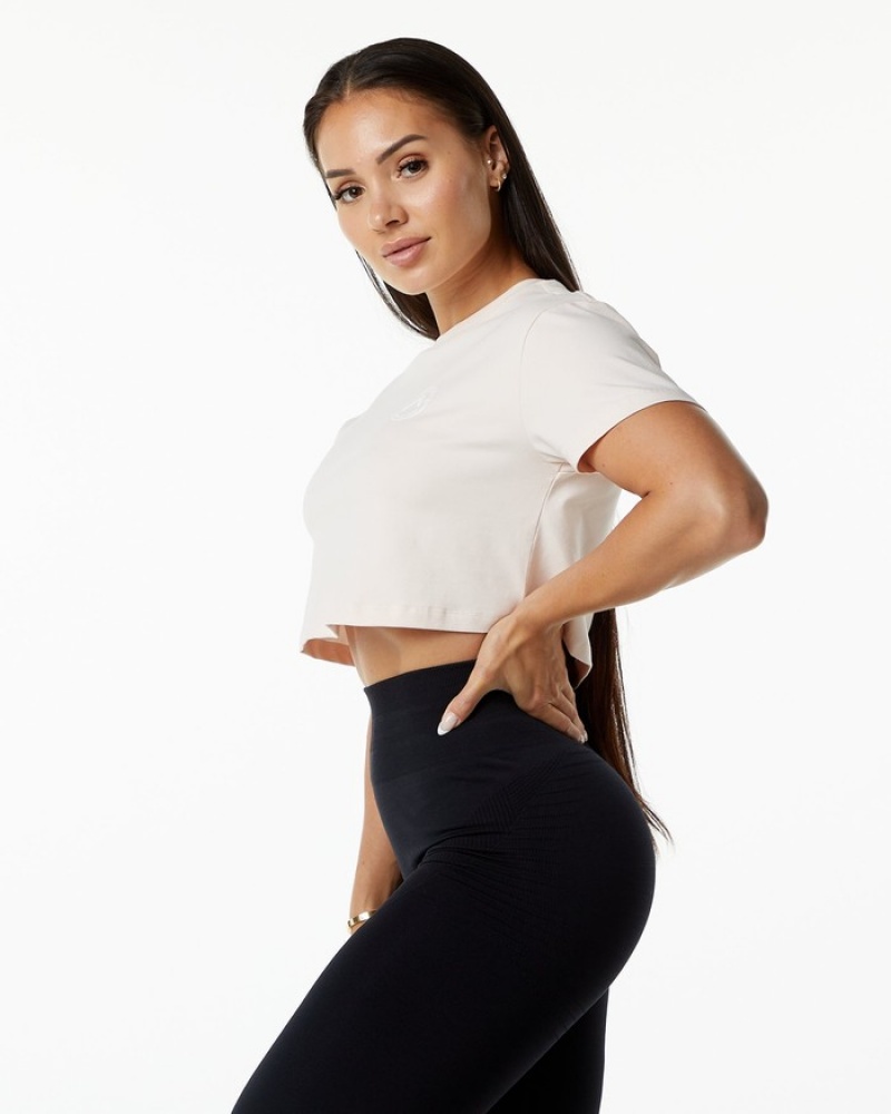 Alphalete Dynasty Crop Donna Camicie Rosa | 31GQIWUHE
